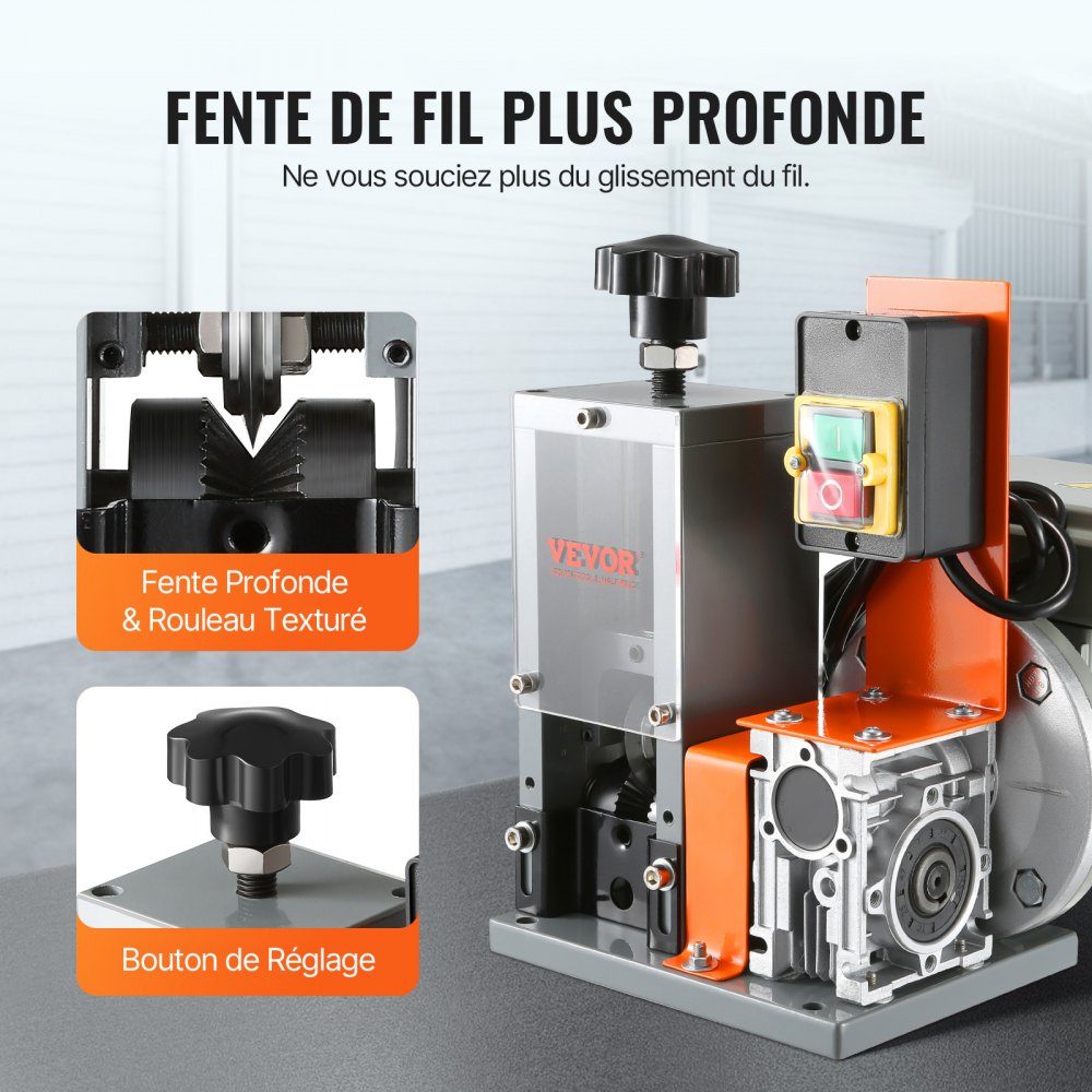 Kabelabisoliermaschine, elektrisch, φ1,5–25 mm, Kabelschälmaschine, 180 W, Abisoliermaschine, 18 m pro Minute Geschwindigkeit, Abisolierzange, 65 Mn Federstahlklinge, ideal zum Abisolieren von Kupferdraht