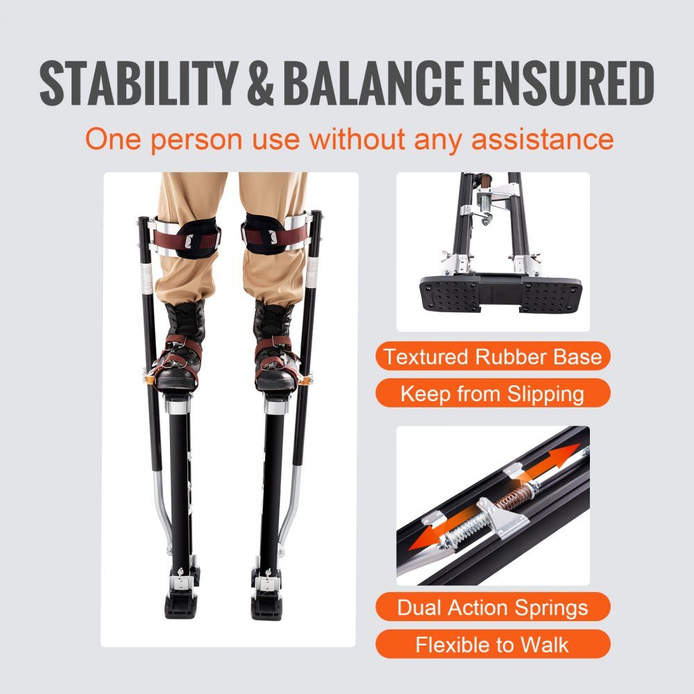 Aluminum Stilts Ceiling Construction 24-40" Height Adjustable Work Stilts Drywall 220lb Load Capacity Painter's Stilts 11-11" Base Size Black Painting Home Decor Tree Trimming Electrical Work