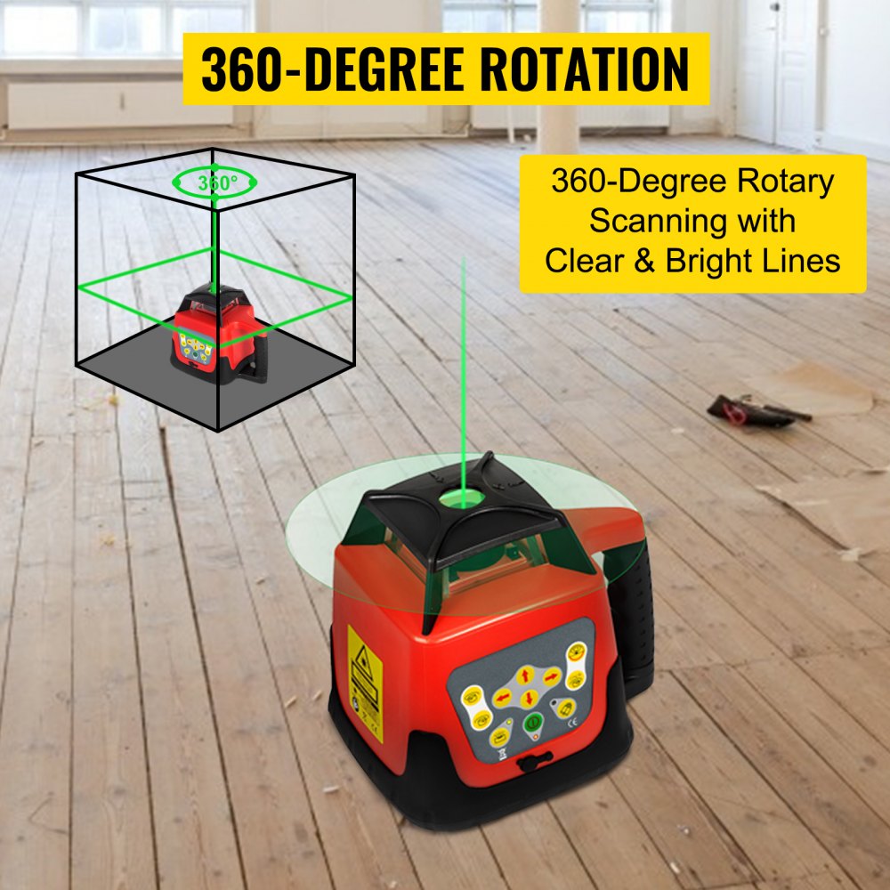 Professioneller Rotationslaser max. Arbeitsbereich 500 m grün, Linienlaser 360-Grad-Laserhöhenmesser wasser- und staubdicht Outdoor-Arbeitszeit 20 Stunden mit Stativ- und Lineal-Elektrik Professioneller Rotationslaser max. Arbeitsbereich 500 m grün, Linienlaser 360-Grad-Laserhöhenmesser wasser- und staubdicht Outdoor-Arbeitszeit 20 Stunden mit Stativ- und Lineal-Elektrik