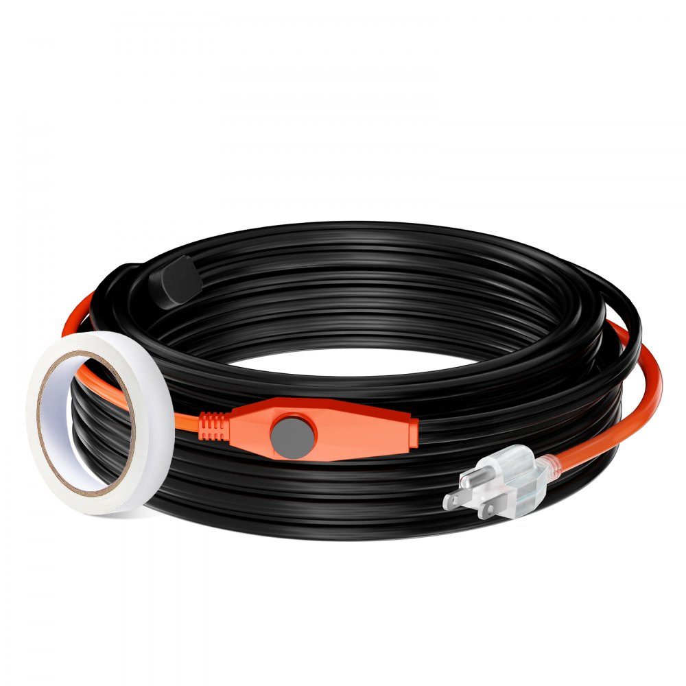 Câble chauffant pour tuyaux 25 m 23 W/m Ruban chauffant pour tuyaux avec thermostat intégré Le câble chauffant pour tuyaux d'eau protège les tuyaux en PVC, les tuyaux en métal et en plastique du gel