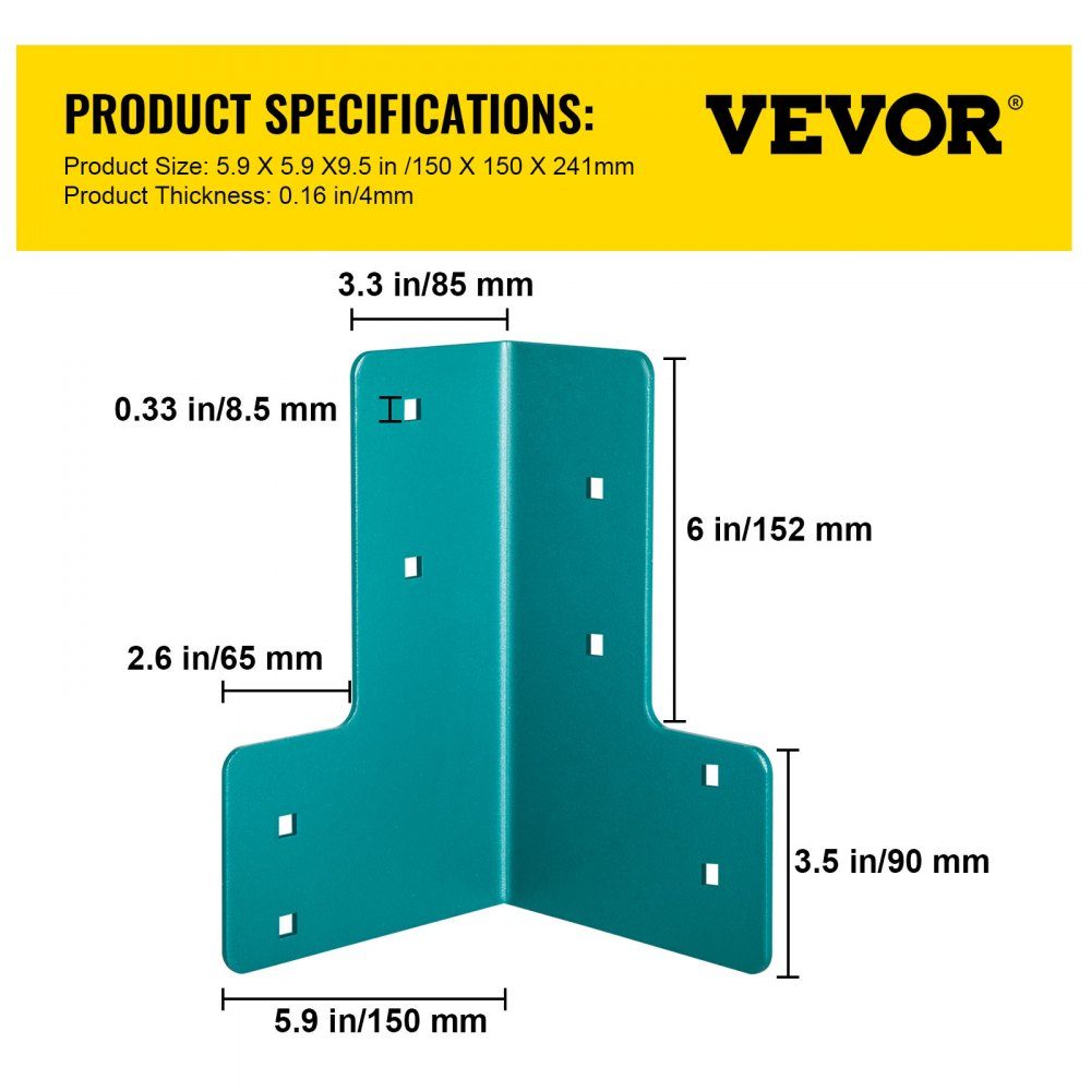 Draaibare connector, 4 mm dikke stalen draaibare beugels 8-delige hoekconnectorset Haakse werkplaatstafel Hoekbeugels Bureaurandconnector Bevestiging Familie DIY