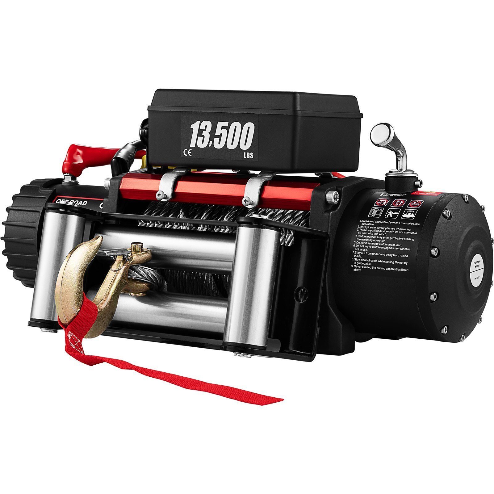 Electric winch wire rope 6.1t winch 24m motor winch 4-way system radio remote control with accessory set