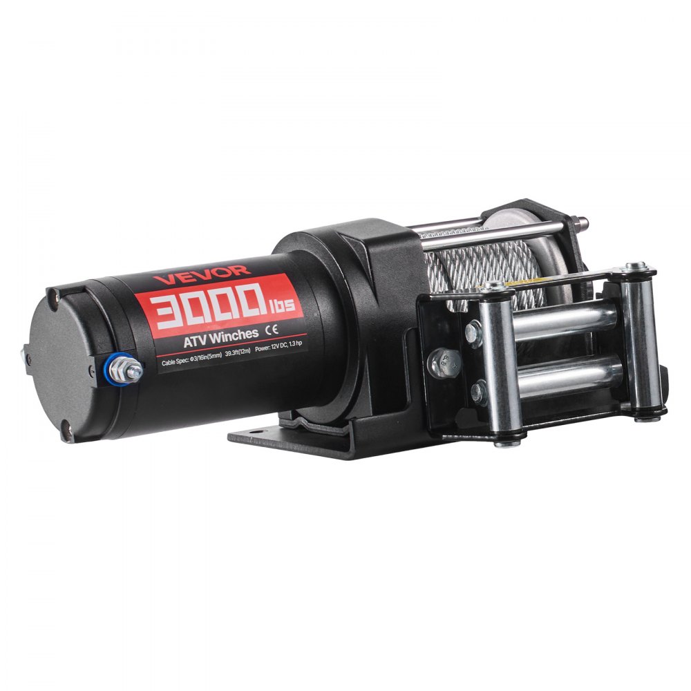 Elektrische Winde 1360 kg, 12-V-DC-Motorwinde mit Φ4,7 mm x 12 m Stahlkabel und kabelgebundener Fernbedienung, IP55, Aluminiumgehäuse, elektrische Winde zum Abschleppen von Geländefahrzeugen, Schwarz Elektrische Winde 1360 kg, 12-V-DC-Motorwinde mit Φ4,7 mm x 12 m Stahlkabel und kabelgebundener Fernbedienung, IP55, Aluminiumgehäuse, elektrische Winde zum Abschleppen von Geländefahrzeugen, Schwarz
