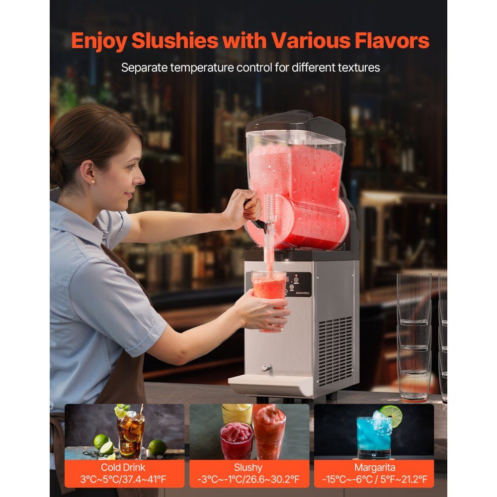 Commercial Slush Ice Cream Maker, 12L Single Tank Frozen Drink Machine, 48 Cups, Stainless Steel Slush Ice Cream Maker with Electronic Keyboard, Soft Ice Cream Machine for Party, Restaurant, Cafe