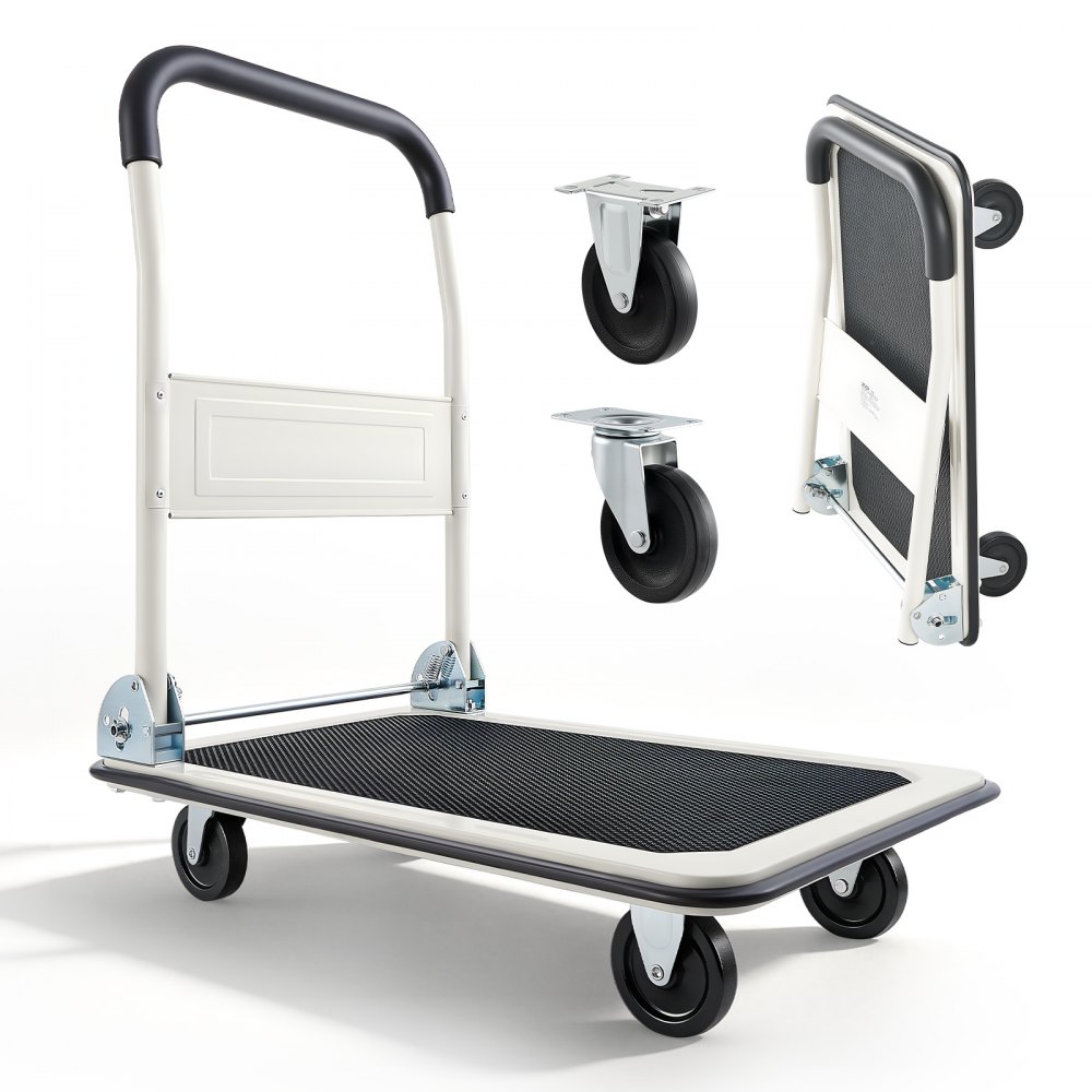 Chariot à plateforme pliable 150 kg, chariot de transport avec roulette pivotante, surface de chargement du chariot à main avec revêtement antidérapant, aide au transport pour un rangement facile, chariot 735x480x825 mm Chariot à plateforme pliable 150 kg, chariot de transport avec roulette pivotante, surface de chargement du chariot à main avec revêtement antidérapant, aide au transport pour un rangement facile, chariot 735x480x825 mm
