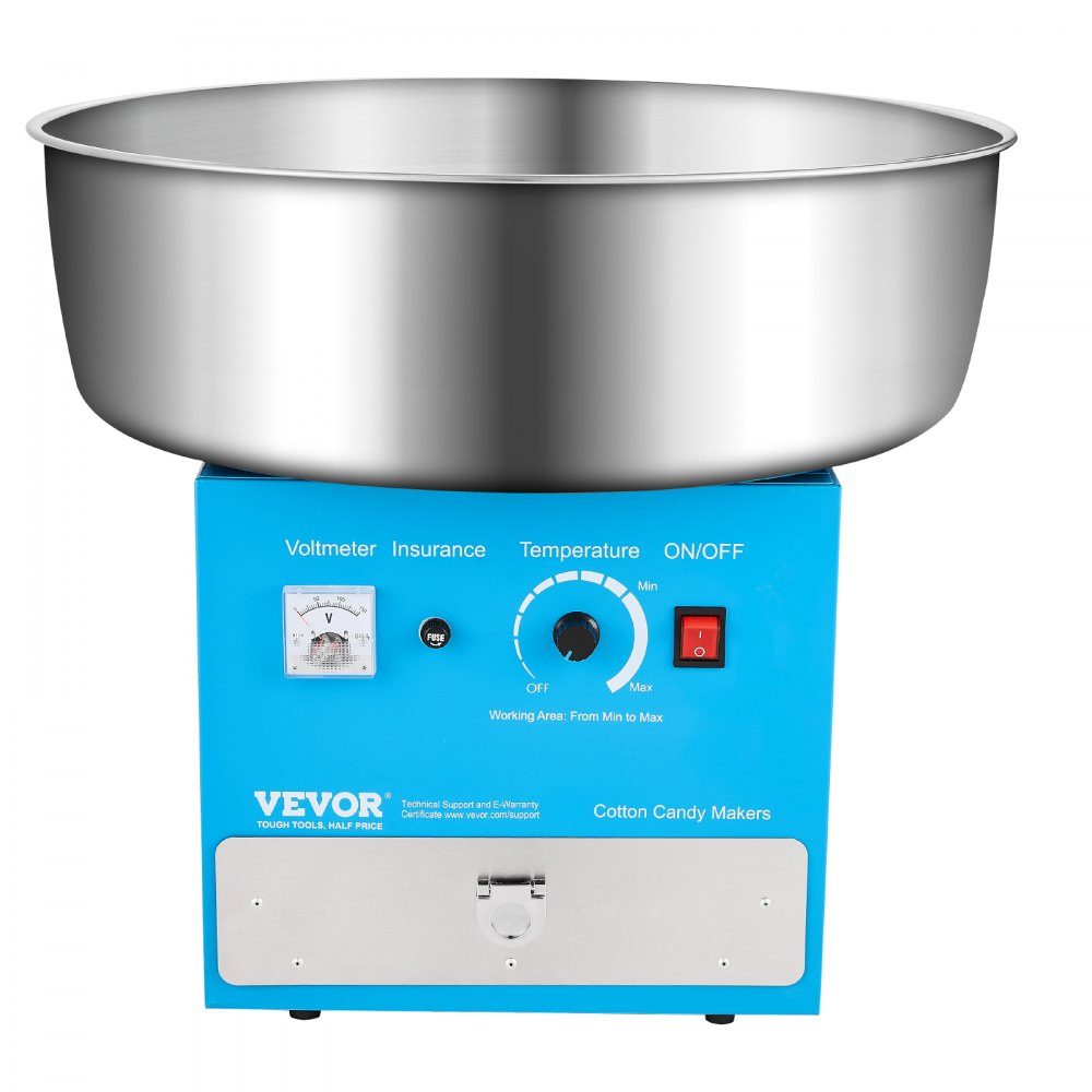 Machine à barbe à papa électrique, machine à barbe à papa commerciale (1000 W) avec bol en acier inoxydable de 52 cm, cuillère à sucre et tiroir, parfaite pour les anniversaires d'enfants, les réunions de famille, les fêtes, bleu