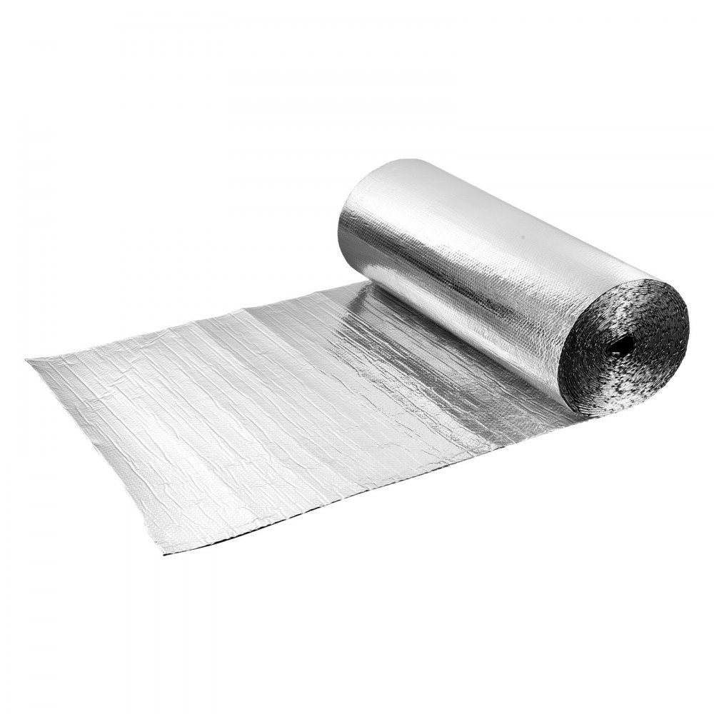 Isolatiefilm Aluminiumfolie Reflecterende Film 6mm 48" x 100ft Dubbellaags Warmtereflecterende Luchtbelbescherming Thermische Isolatierol voor Garagedeurramen en RV-daken