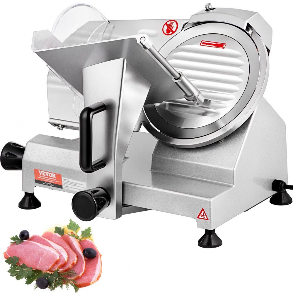 Kommerzieller Fleischschneider, 200 W, elektrischer Allesschneider, Lebensmittelschneider mit 20,3 cm langer Klinge aus Kohlenstoffstahl, 0–12 mm einstellbare Dicke für Fleisch, Käse usw