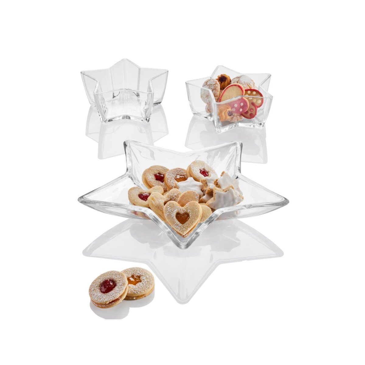 LIVARNO HOME Glas-Schalen-/Servierteller-Set (Stern, 3-teilig)