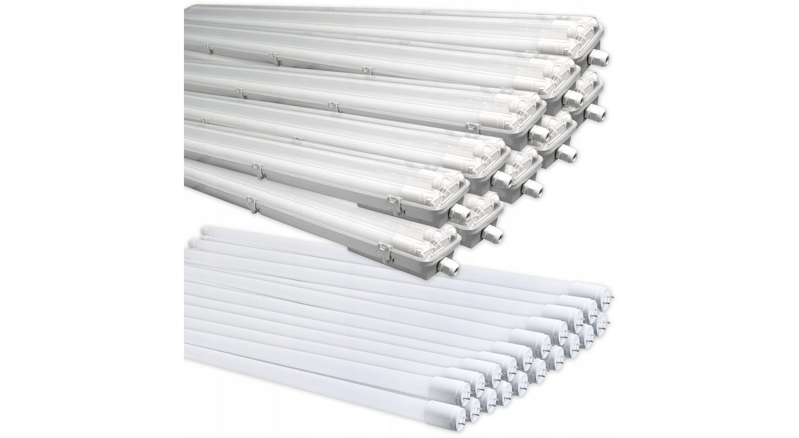 10x Wandlampe Flurlampe Werkstattlampe Leuchtstoffröhren Set 20x LED Röhren 120cm Lichtfarbe Neutral + 10x Lampenfassung