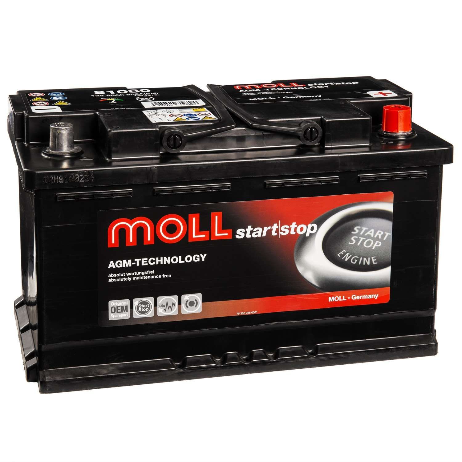 Kleine start/stop Agm 12v 80ah 800a P+