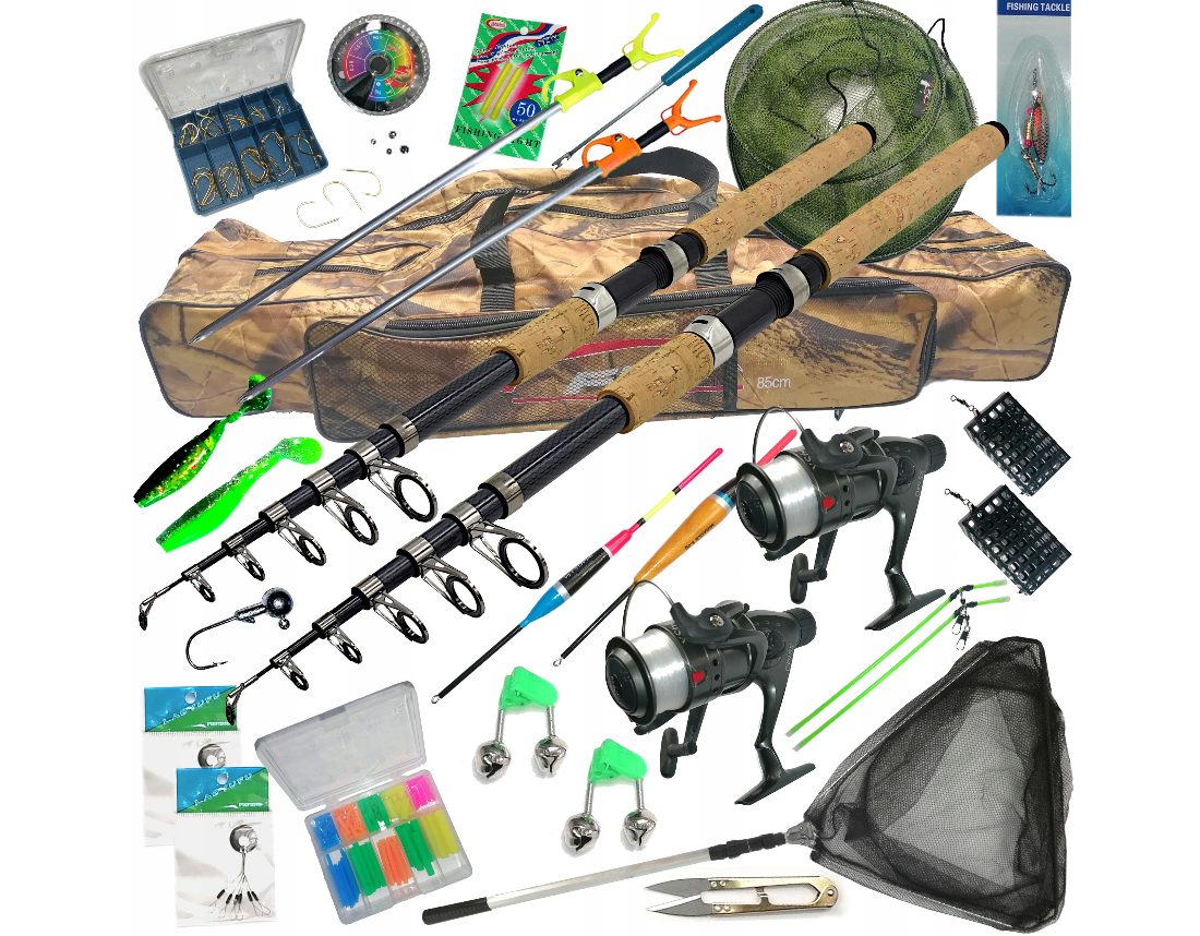 XXXL fishing starter set with lots of fishing accessories