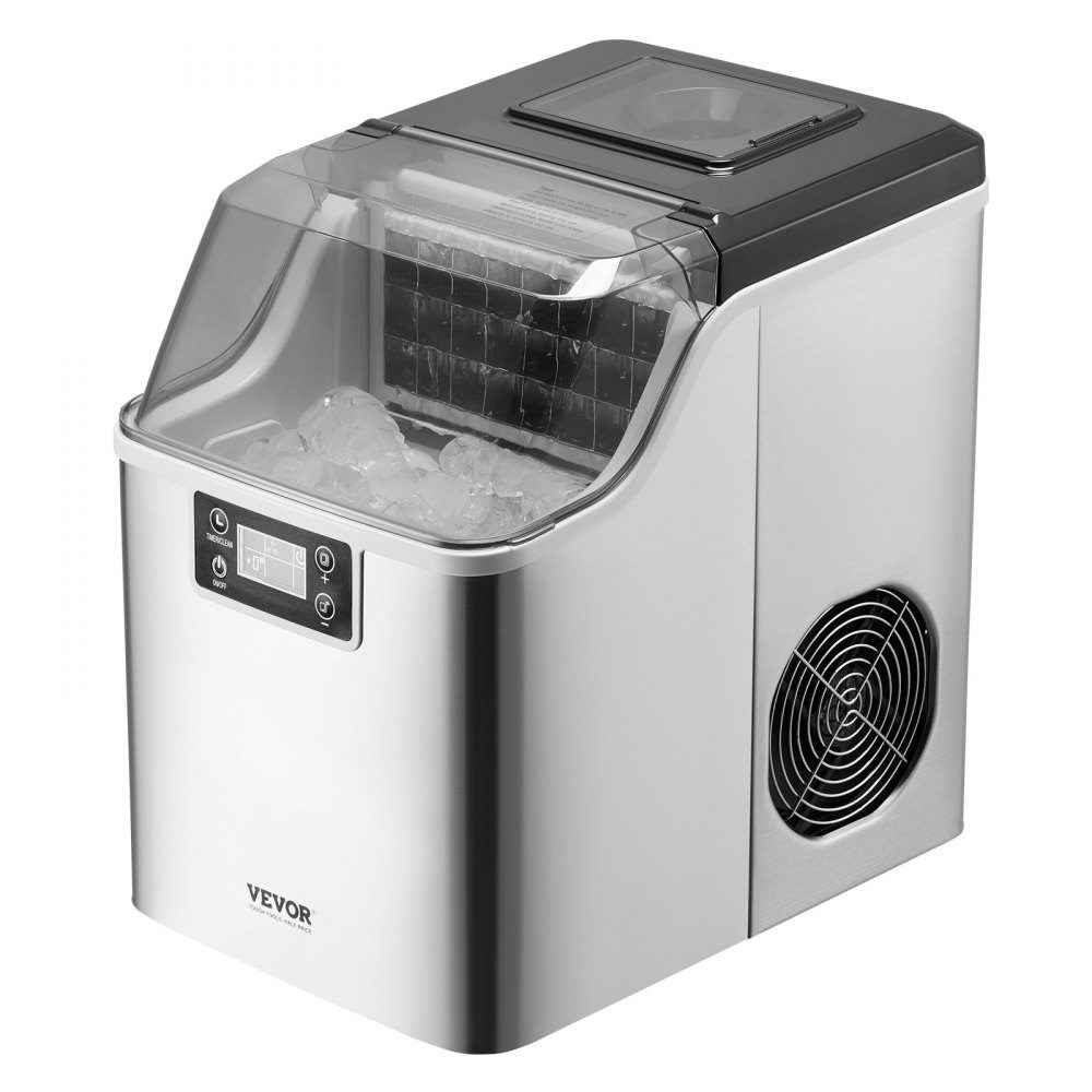 Eiswürfelbereiter, Eismaschine, Eiswürfelmaschine, 24 Würfel in 15 Minuten, 20,4 kg/24 Stunden, tragbarer Eiswürfelbereiter mit Schaufel und Korb, Eismaschine mit 3 Größen für Küche, Bar, Party