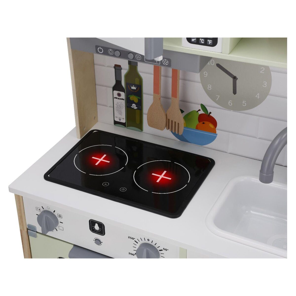 LUPILU® wooden kitchen, 3-way height adjustable, with playable back