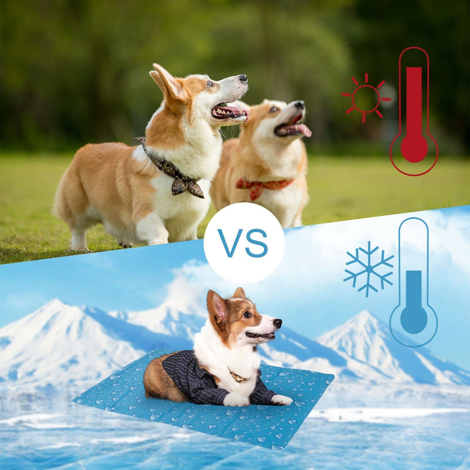 Dog Cat Cooling Mat Self Cooling Cooling Blanket Cold Mat Ice Mat Blue 50cm x 90cm