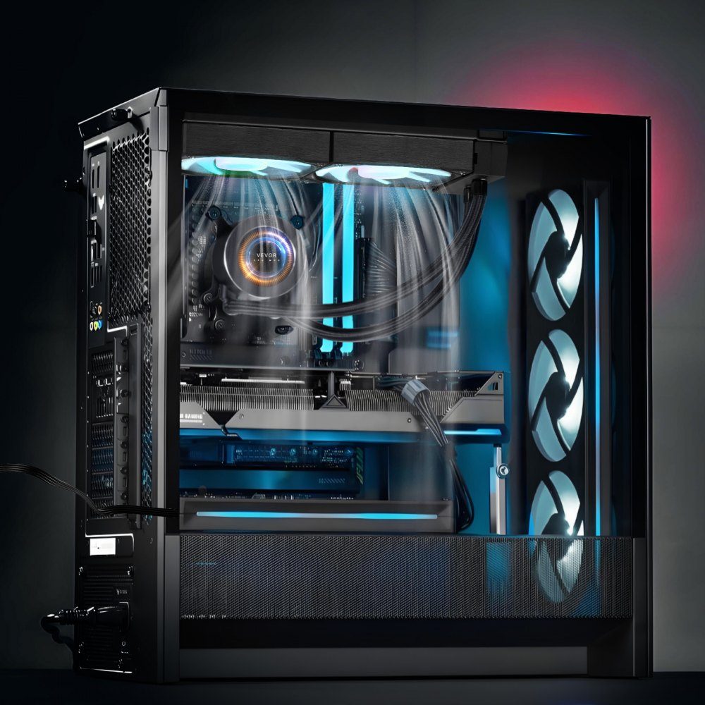 CPU Liquid Cooler AIO CPU Water Cooler - 120mm PWN Fan and Pump PC Water Cooling with 2" LCD Display and ARGB Light for Intel 115X/1366/2011/1700/1200 AMD AM4/AM5