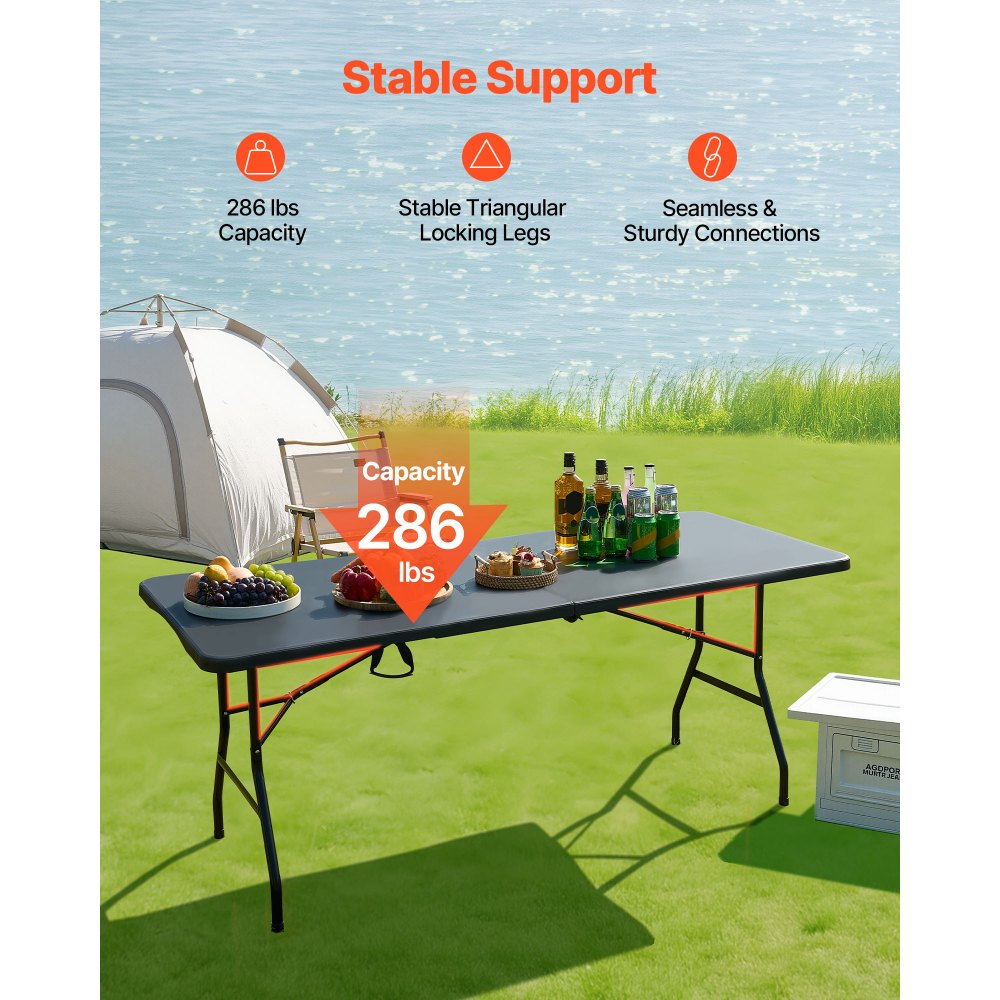 Table Pliante Buffet Table Portable Multifonction 180 cm, Table rectangulaire en Plastique (pour 4-6 Personnes) avec poignée intégrée, Table de Jardin Table de Camping pour fêtes Pique-Nique Camping, Noir Table Pliante Buffet Table Portable Multifonction 180 cm, Table rectangulaire en Plastique (pour 4-6 Personnes) avec poignée intégrée, Table de Jardin Table de Camping pour fêtes Pique-Nique Camping, Noir