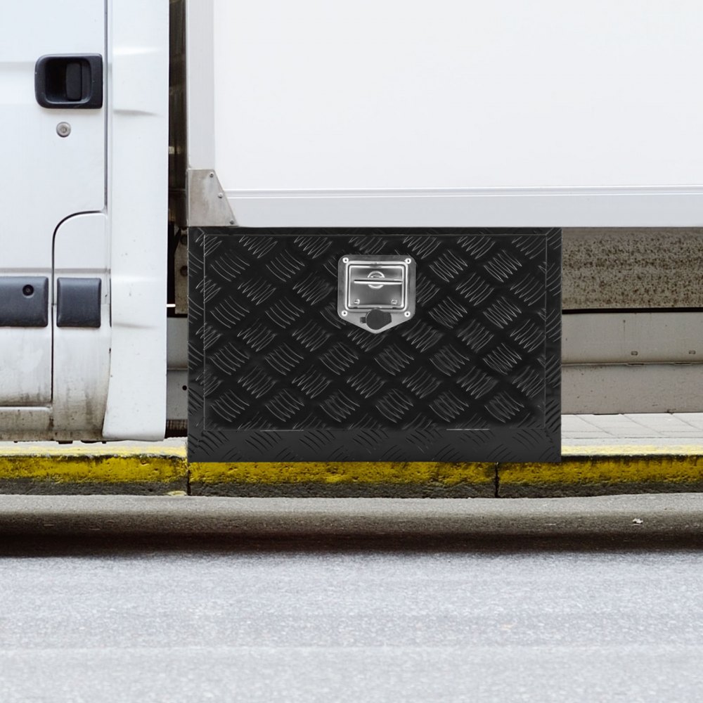 Truckbox gereedschapskist, aanhangwagenbox aan de onderkant, gereedschapskist 612x310x360mm pick-up opbergdoos, aluminiumlegering, 30kg zware gereedschapskist, afsluitbare opbergdoos