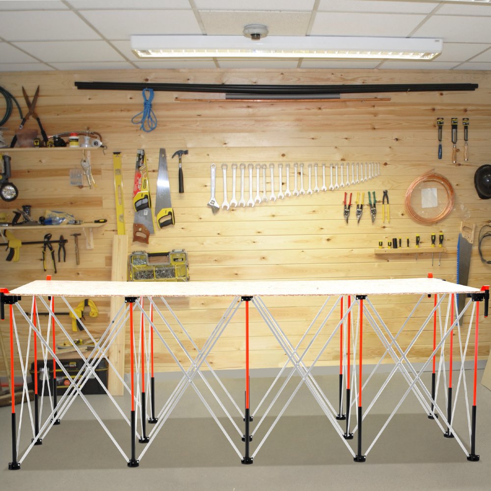 Tragbarer klappbarer Werkständer (970 x 215 x 350 mm), klappbarer Werkbank-Werkbankständer mit 2724 kg Tragkraft & Aufbewahrungstasche (ohne Tischplatte) für Garagenwerkstatt