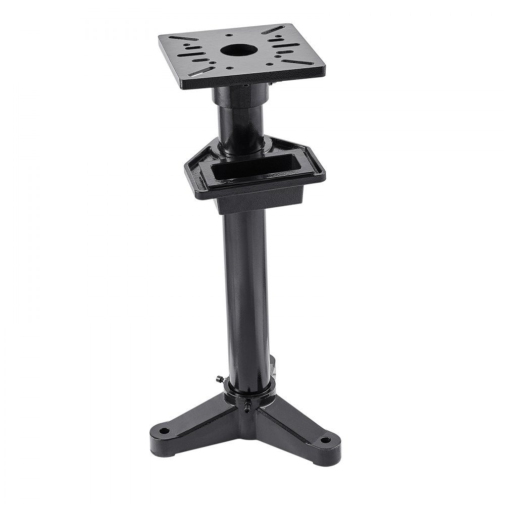 Bench grinder stand, vise floor base with 27 x 27 cm mounting plate, pre-cut mounting slots and water container, compatible with most bench grinders