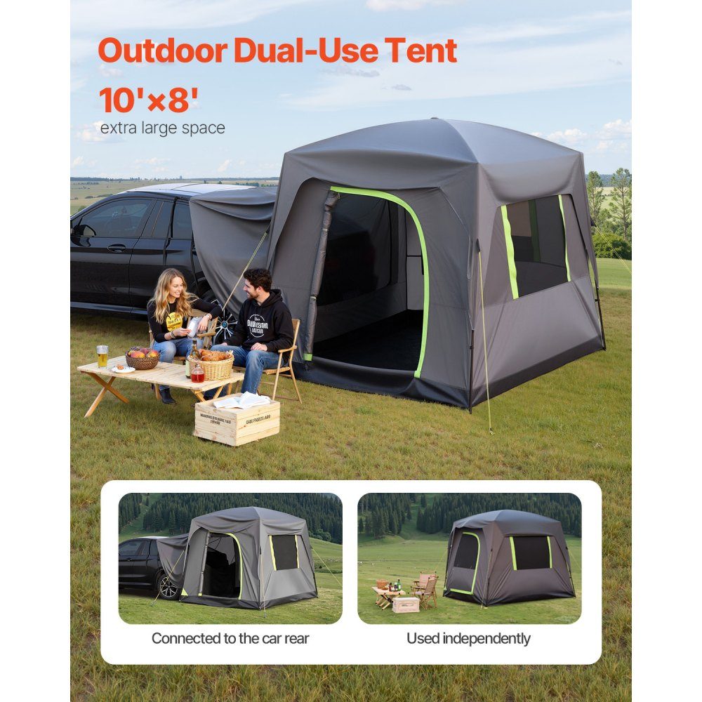 SUV Tent Camping Car Tent (248x308x230cm) Waterproof PU2000 Spacious Double Layer Design for 5-8 People SUV Camping Tent with Windows and Mesh Windows Rain Canopy and Bag