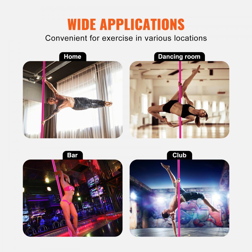 Professional Dance Pole Pole Dance Portable Dance Pole Professional Approx. 86"-100" Height Adjustable Removable Fitness Pole Spinning Fitness Pink Static Dance Pole Gym