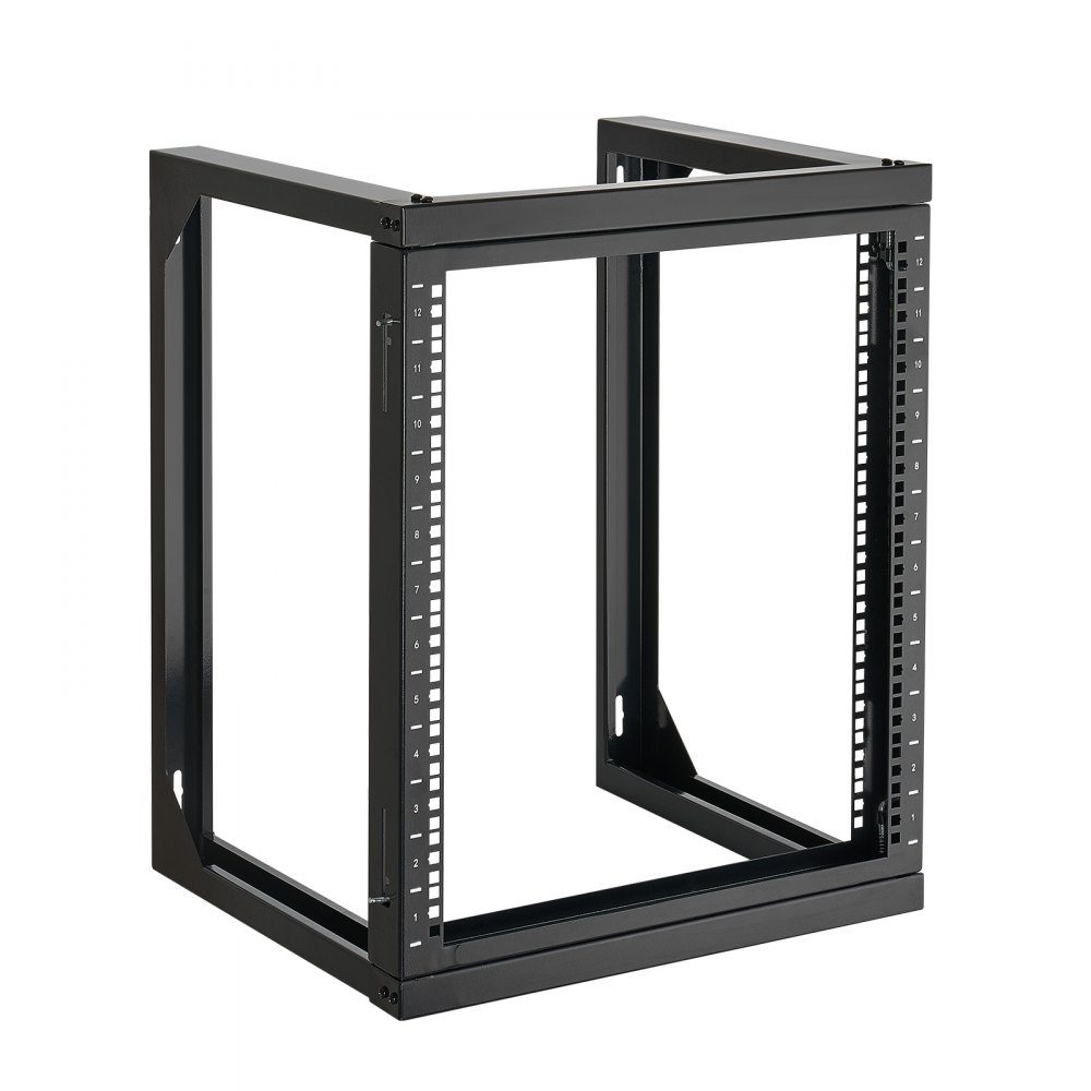 12U Wall Mount Server Rack 150 Pound Maximum Load Capacity Open Frame Network Rack und 180-Grad-Swivel Door Carbon Steel for 19" IT Network Equipment and AV Equipment Computer Server Black