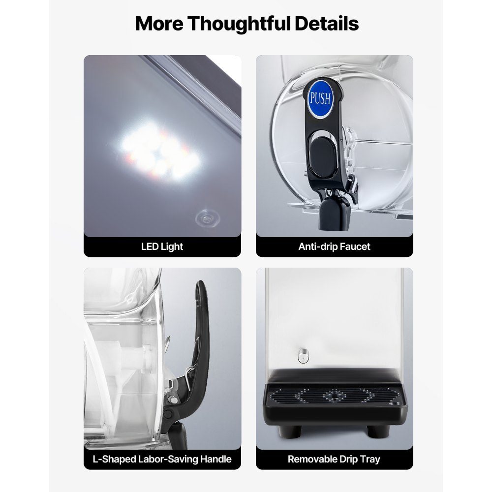 Commercial Slush Ice Machine 15L Stainless Steel Slushie Maker Crushed Ice Machines for 60 Cups Margarita and Smoothies Ice Slush Machine for Home Parties Restaurants Cafes