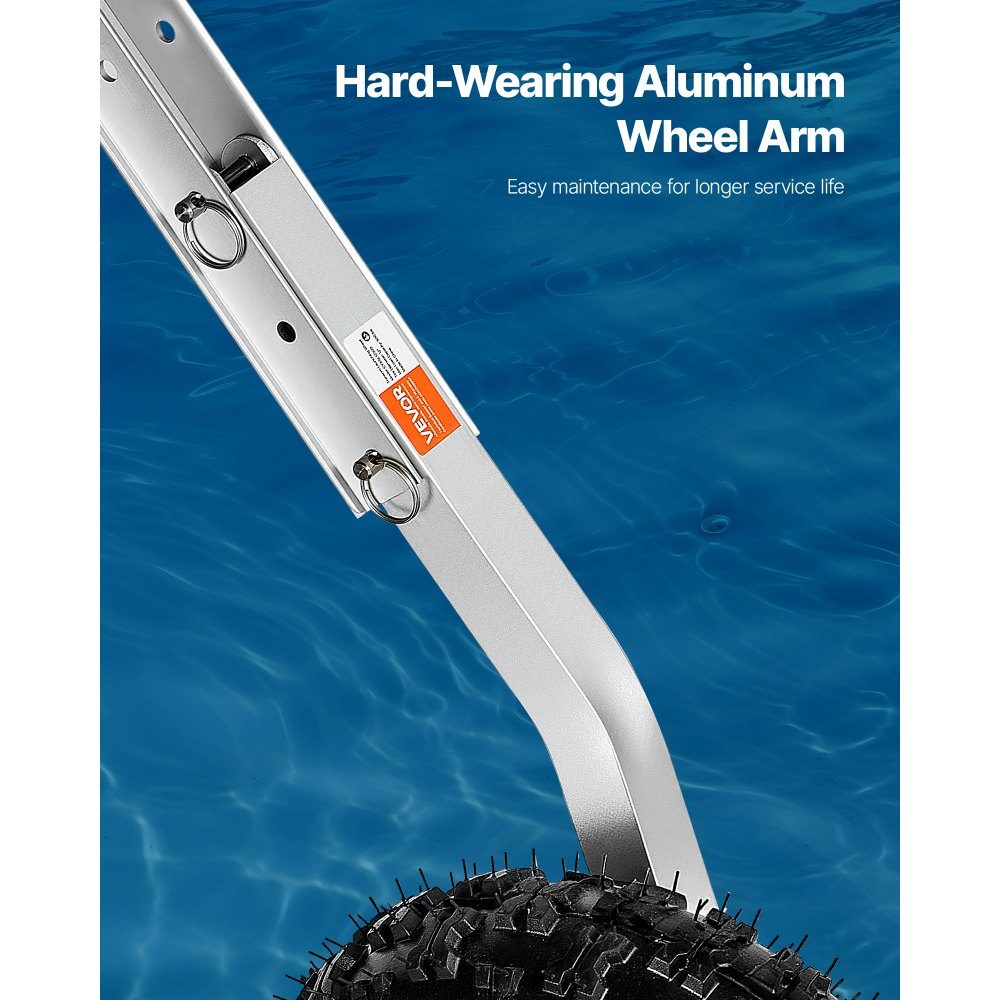 Boat Slip Wheels (500lb Load Capacity), 304.8mm Aluminum Alloy Tail Wheel with Inflatable Rubber Tires, Folding Slip Wheels with 4 Quick Release Pins for 4m Inflatable Fishing Boats