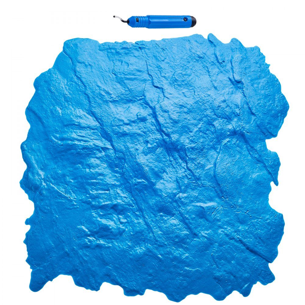 Concrete Stamping Mat 18" x 18" Concrete Textured Skin Polyurethane Stamp Stone Tiles Textured Mat Slate Floor Imprint Seamless Stamp Outdoor Concrete Molds Decorative Blue