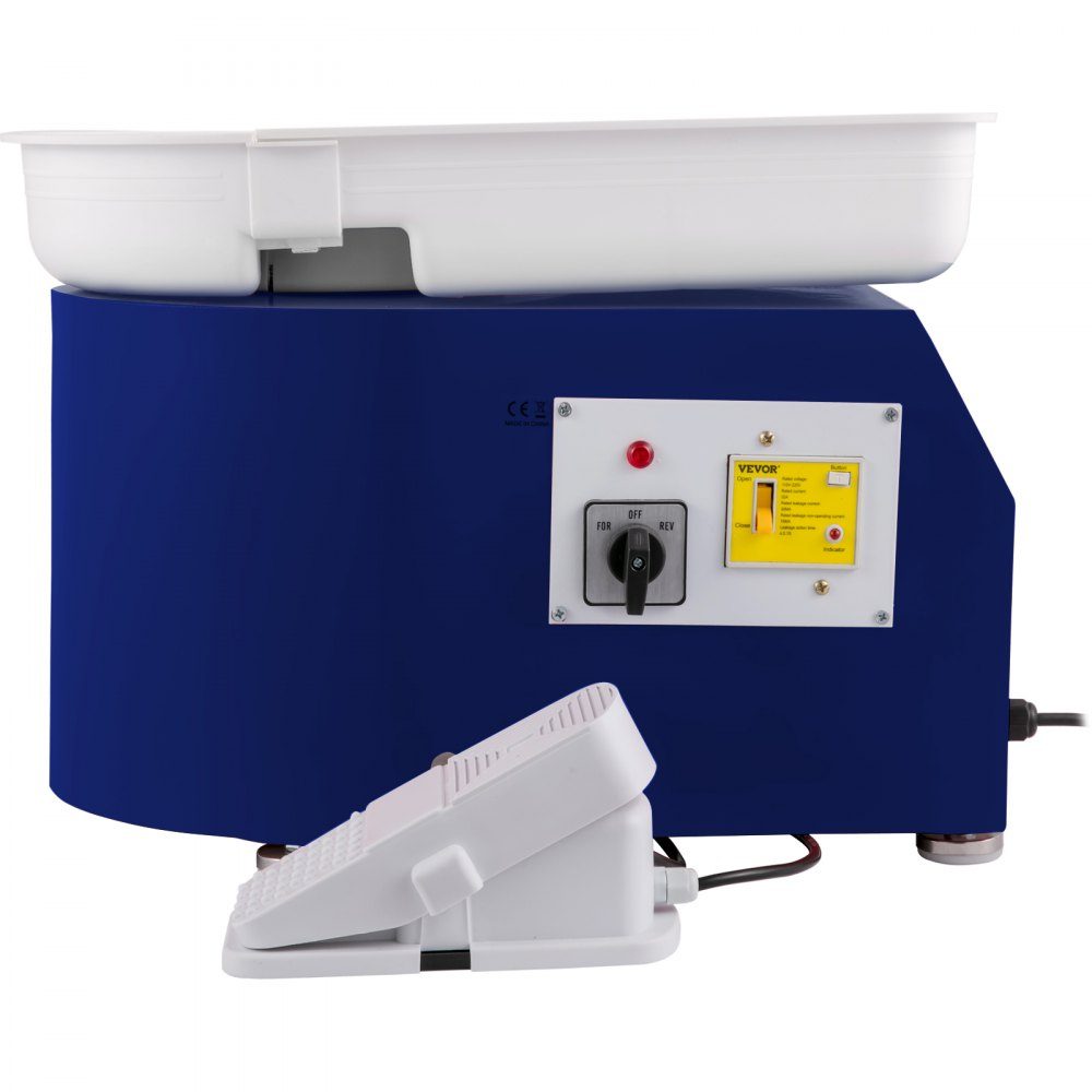 Pottery Wheel 350W Ceramic Disc Machine 220V Electric Pottery Wheel 28cm Turntable Foot Pedal Adjustment 60dB Turntable Pottery DIY Craft 300rpm Blue 13.3kg