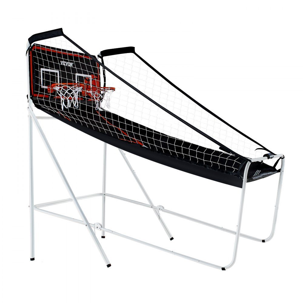 Jeu de basket-ball en salle de 2,05 m pour 2 joueurs, machine de basket-ball, support de ballon de basket-ball avec 4 balles, 8 modes de jeu et 2 cerceaux de basket-ball, tableau de bord et pompe de gonflage, pour enfants et adultes