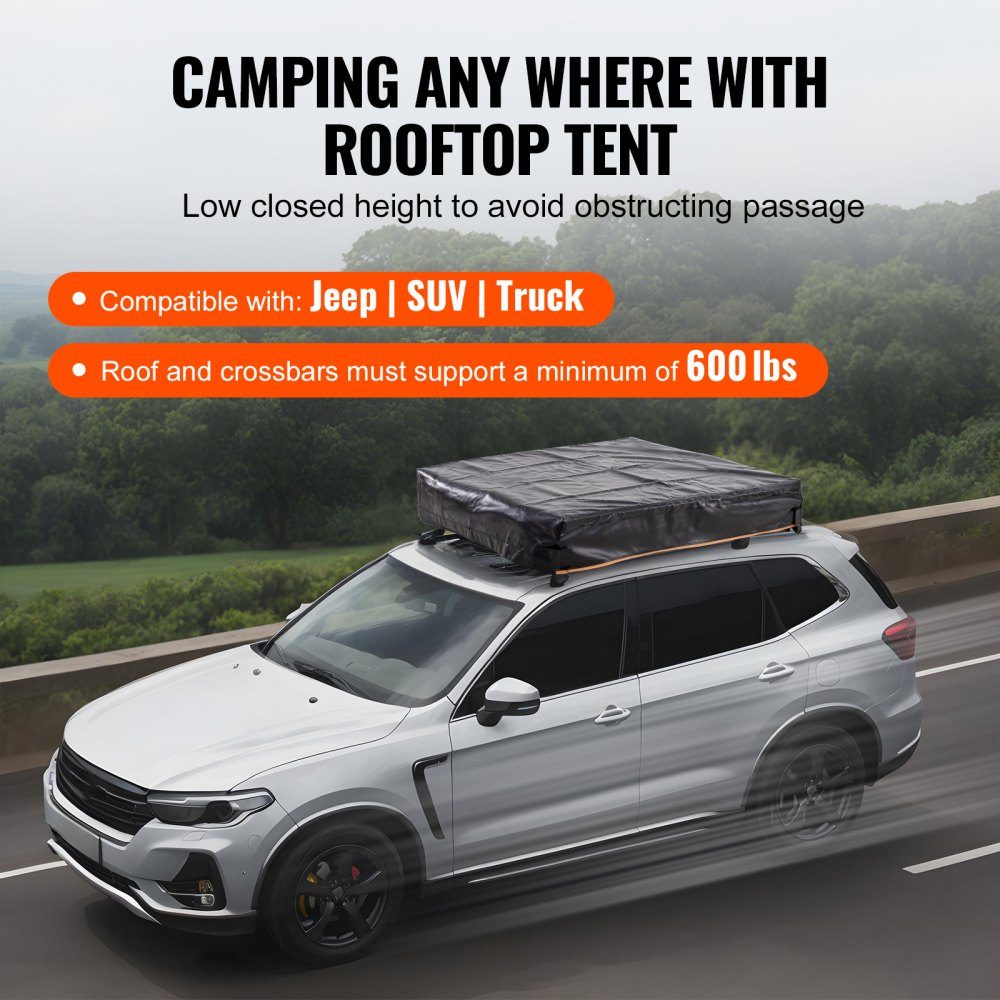 Tente de toit avec coque rigide pour 2 à 3 personnes, tente de toit pliable avec échelle télescopique (capacité de charge de 150 kg), matelas en tissu Oxford imperméable pour Jeep SUV Van Pickup