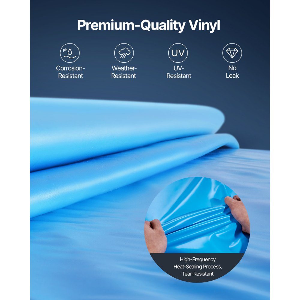 Ovale zwembadfolie, 610x375x147 cm, binnenfolie, vervangingsfolie, binnenafdekking, zwembadfolie, overlapfolie van vinyl in standaarddikte, voor bovengrondse zwembaden met 132 cm hoge wanden, glad
