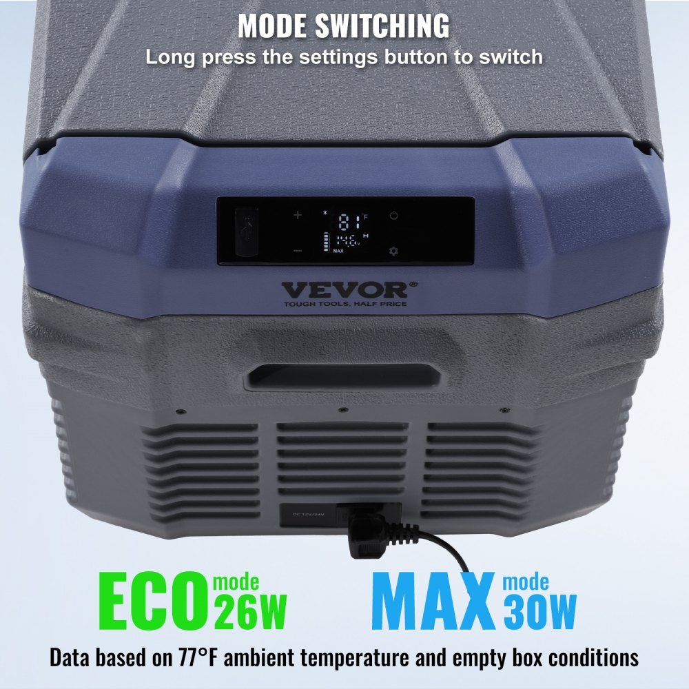 Car Fridge, 12V Car Fridge, Portable 30L Single Zone Freezer with Built-in Lighting, -20°C to 20°C, 12/24V DC and 100-240V AC Compressor Cooler for Outdoor, Camping, RV