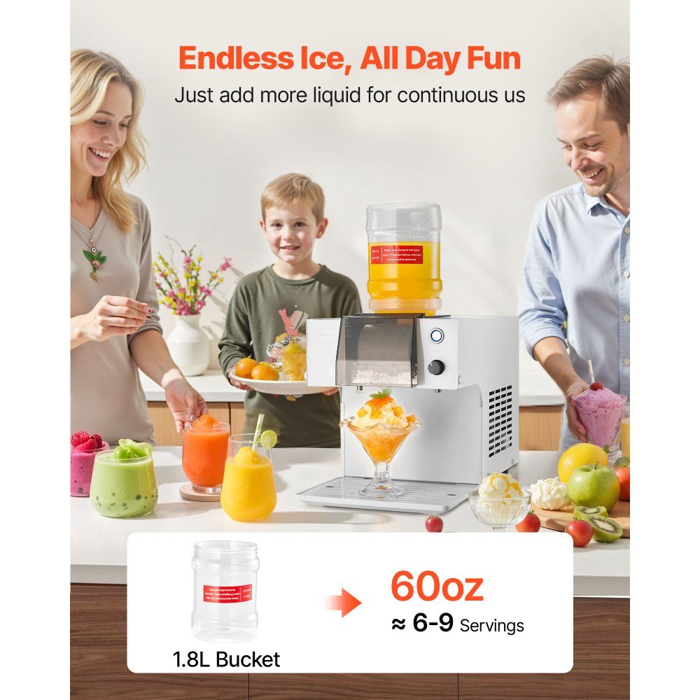 Snowflake Ice Machine, 80kg/day Ice Shaving Machine, Ice Shaver with Stainless Steel Blade, Electric Bingsu Machine with 1.8L Tank, 90 Quick Cooling, for Small Events at Home