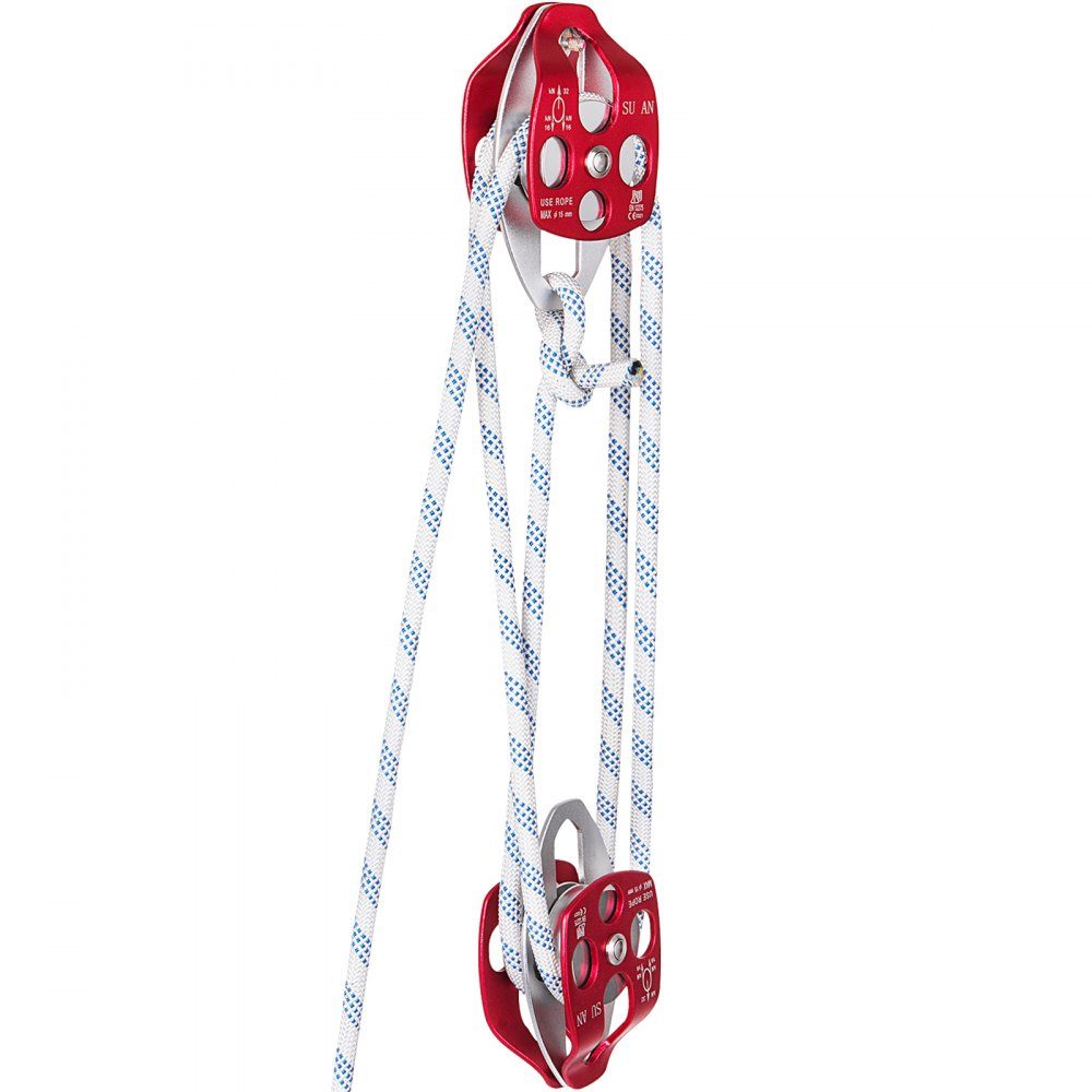 Block und Tackle mit zwei Rollen, 3492,66 kg, Umlenkrolle, 457,2 cm, 1,27 cm doppelt geflochtenes Seil