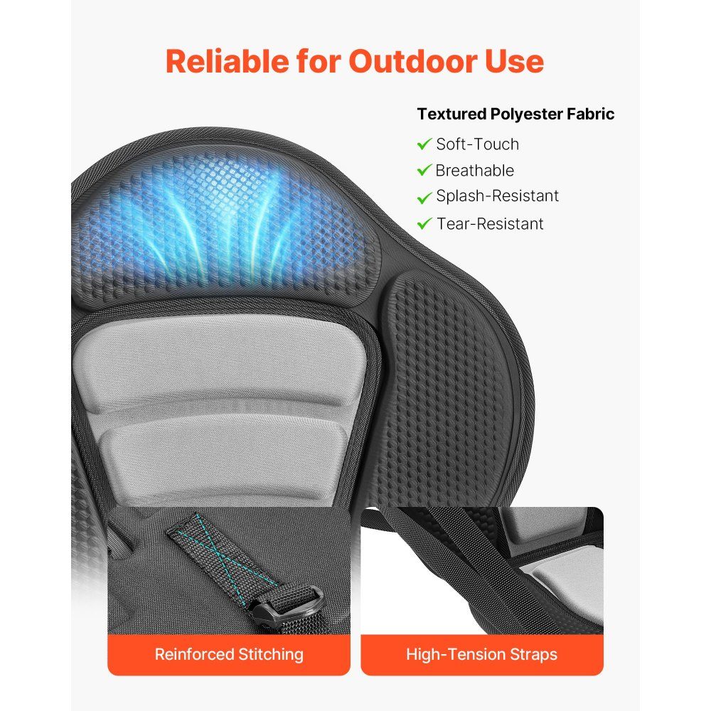 2 x Kayak Seat 53mm Thick Padded Stand Up Paddle Board Seat Boat Seat with Backrest and Storage Bag and Adjustable Strap for Inflatable Kayak SUP Canoe Fishing Boat