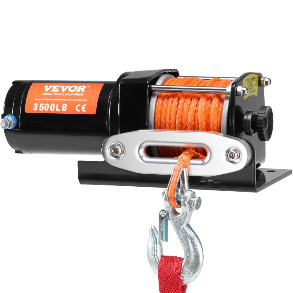 Treuil électrique, capacité de traction de 3 500 lb, treuil 12 V DC ATV/UTV avec corde synthétique Φ 3/16" x 39 pieds 12 brins, guide-câble en aluminium, télécommande filaire, étanche IP55 pour remorquage UTV, ATV, bateau – Réf. HT-22372
