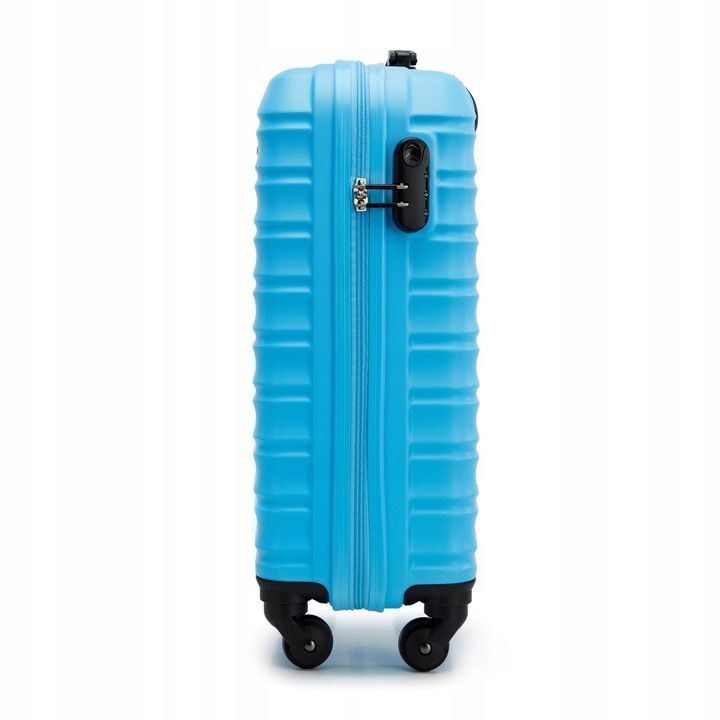 Premium Koffer Reisekoffer Bordkoffer mit Rippen ABS-Kunststoff 34l Blau