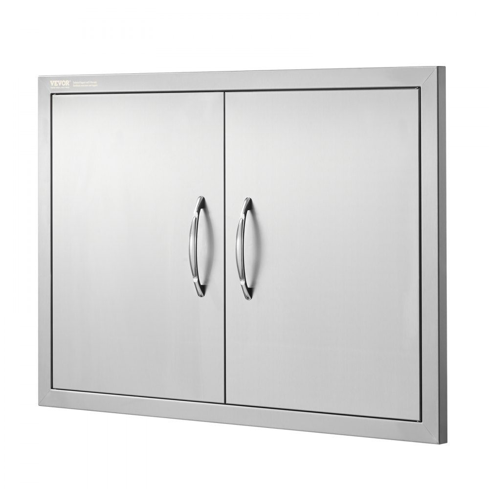 Grill Access Door 774x533mm Double Outdoor Kitchen Door Flush Mount Stainless Steel Door Vertical Wall Door with Handles for Grill Island Grill Station Outdoor Cabinet