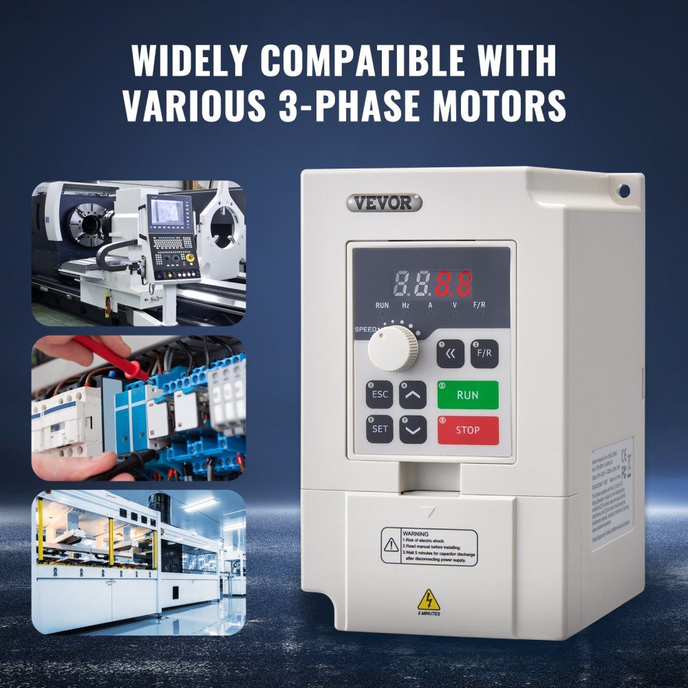 VFD 3HP 2.2kW 5A 3 phase AC 380V input to 3 phase AC 0-380V output frequency converter 50/60Hz input 0-2000Hz output