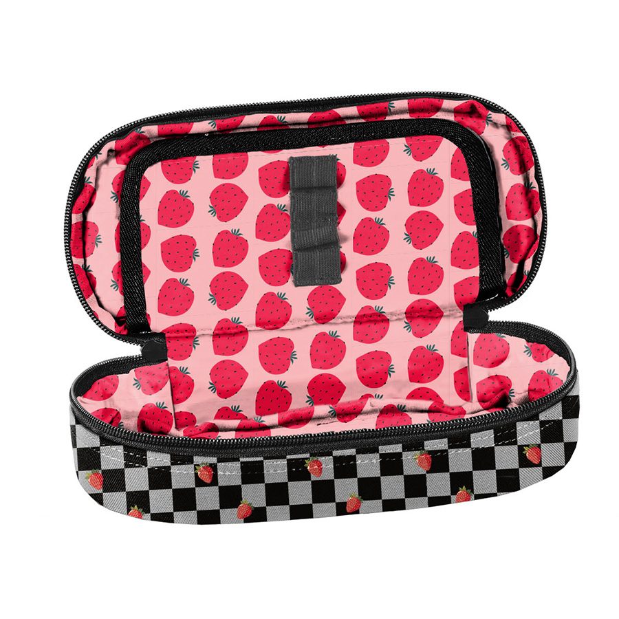 Erdbeerkariertes BeUniq-Federmäppchen
