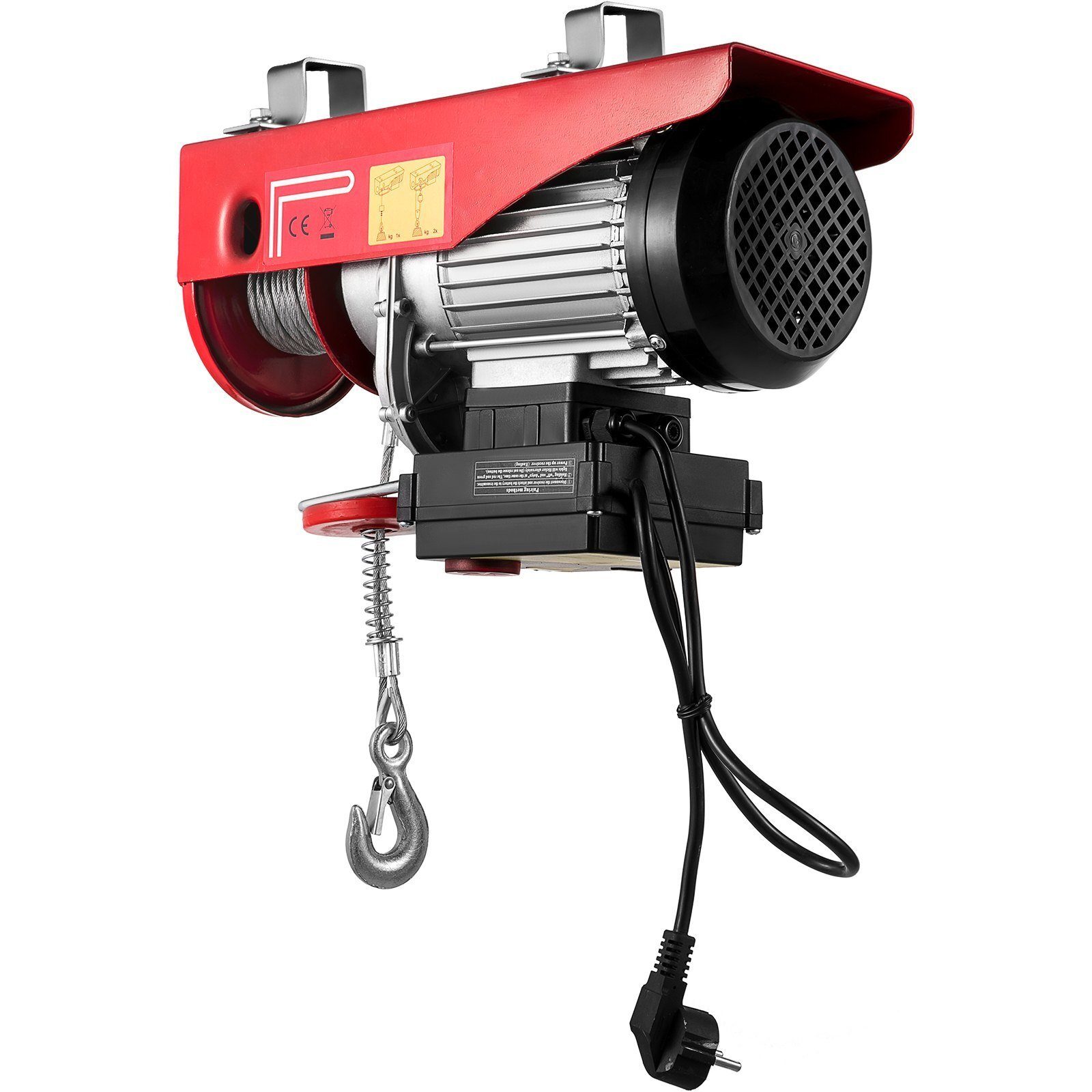 Treuil électrique à corde double, capacité de charge 495 kg, puissance moteur 1020 W, palan à câble avec palan à chaîne 220V, rouleau de treuil motorisé, télécommande radio, interrupteur d'arrêt d'urgence, comprenant 2 sangles de levage
