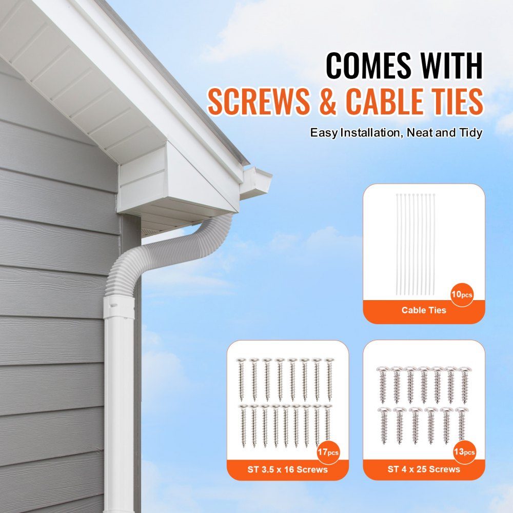 Mini Split Line Set Cover 76.2mm W 5350mm L Decorative PVC Pipe Cover for Air Conditioner with 4 Straight Ducts and Complete Components Paintable for Heat Pump White