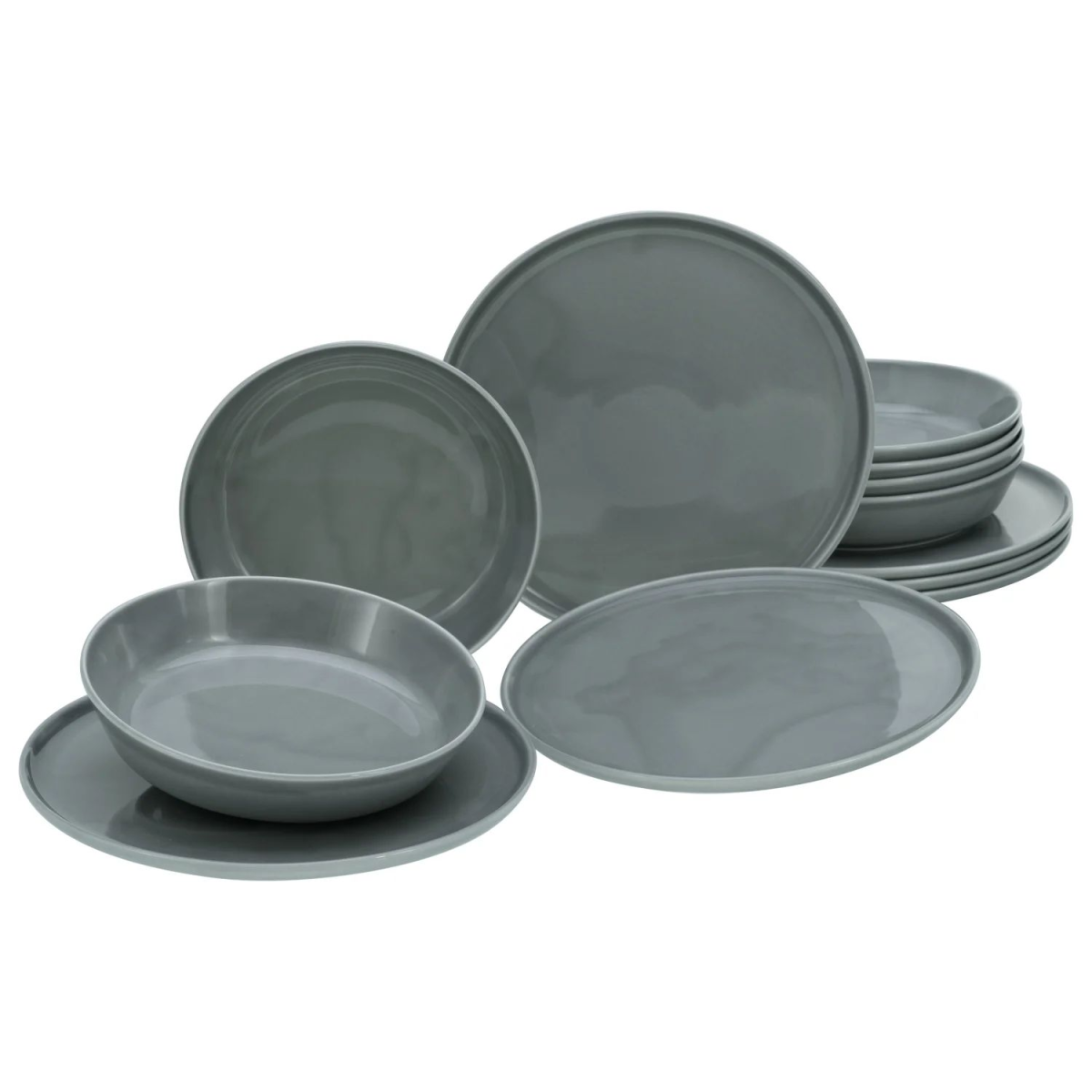 CREATABLE Chef Collection 18-Piece/12-Piece Dinnerware Set (12-Piece Dinner Service, Grey)