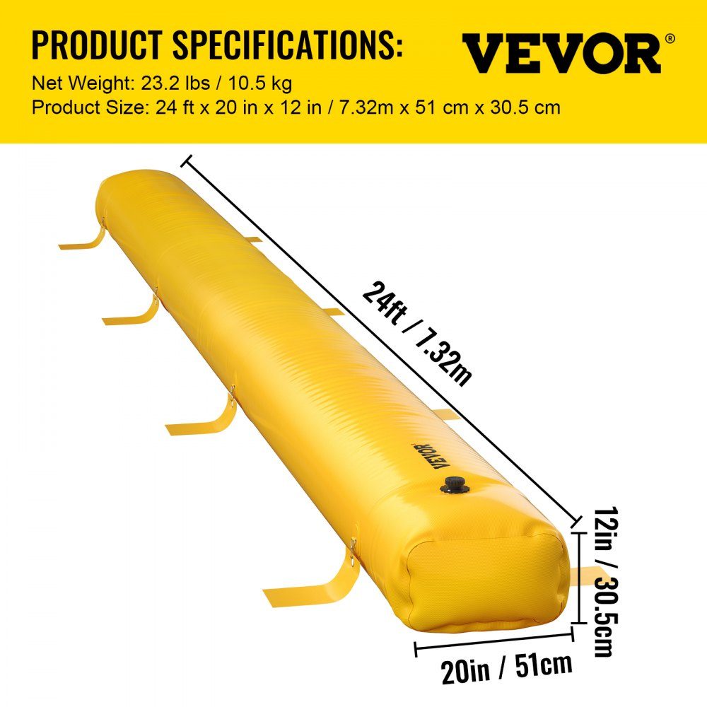 Waterkering Hydrokering 732 cm lang x 30 cm hoog voor wateromleiding