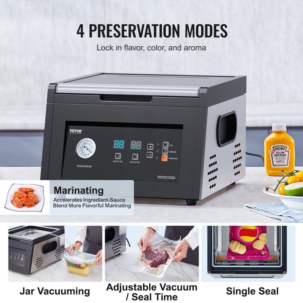 Kammer-Vakuumierer, 380 W, Nassfutter-Fleisch-Verpackungsmaschine, kompaktes Design, idealer kommerzieller Vakuumierer für den professionellen und privaten Gebrauch