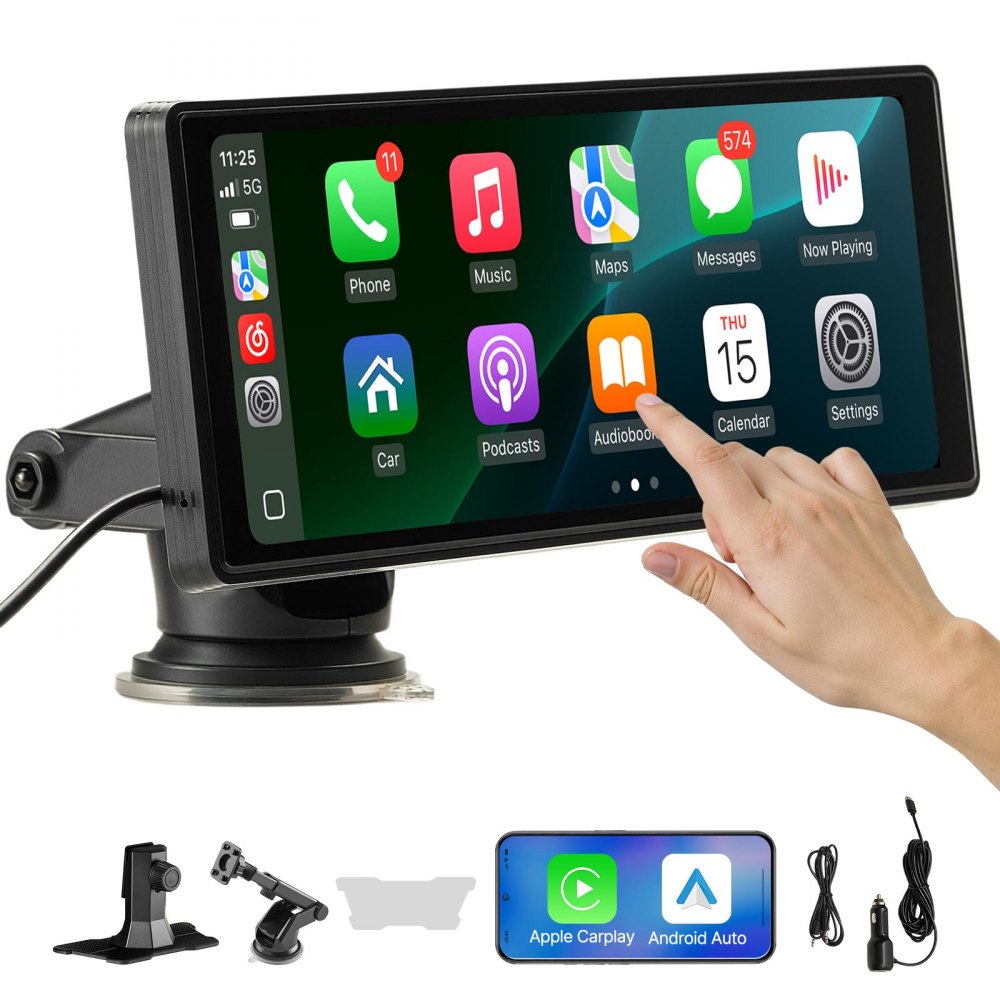 Bezprzewodowe radio samochodowe (254 mm), przenośne radio z ekranem dotykowym, kompatybilne z Apple CarPlay Android Auto, samochodowy ekran CarPlay ze sterowaniem głosowym, Mirror Link, Bluetooth, nawigacja GPS Bezprzewodowe radio samochodowe (254 mm), przenośne radio z ekranem dotykowym, kompatybilne z Apple CarPlay Android Auto, samochodowy ekran CarPlay ze sterowaniem głosowym, Mirror Link, Bluetooth, nawigacja GPS