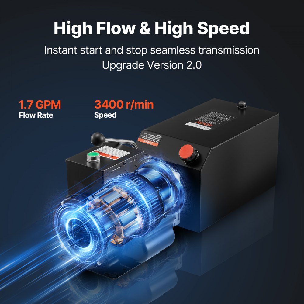 Hydraulic Pump Hydraulic Units AC 220V, 15Qt Single Acting Hydraulic Unit, 6.3L/min Oil Flow, Max Delivery Pressure 22MPa for Dump Trucks, Automotive Workshops, Lifts, Black